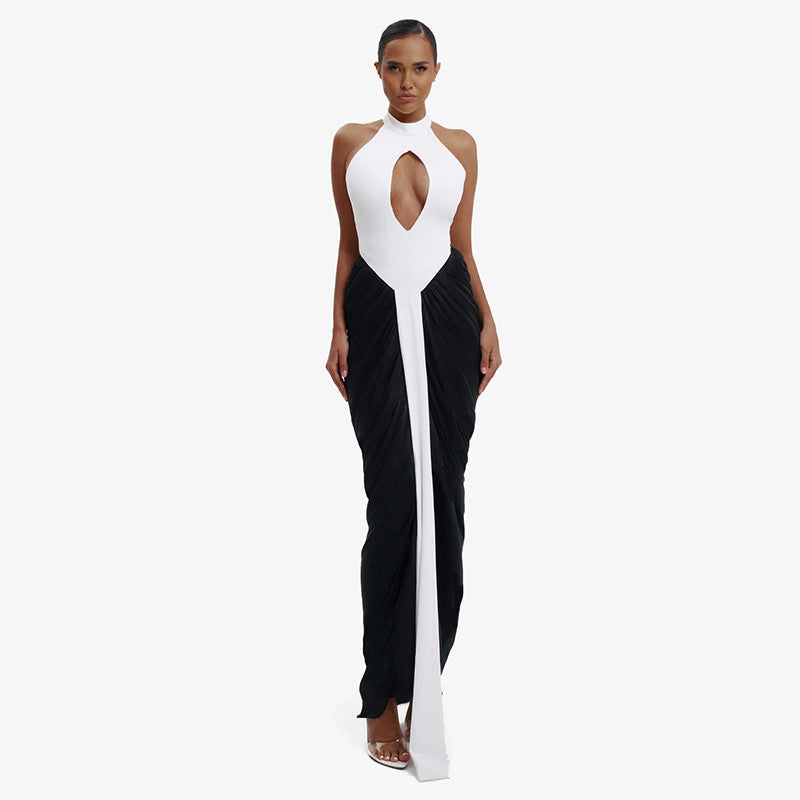 Damen Maxikleid mit hochgeschlossenem Ausschnitt und elegantem Cut-Out EB