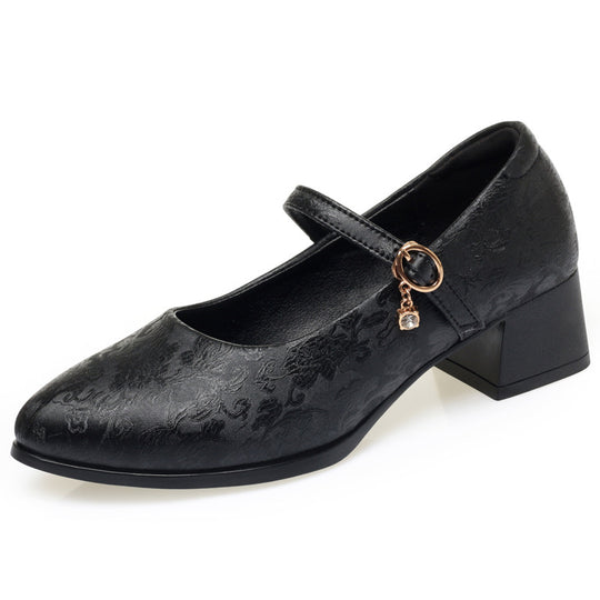 Damen Mary Jane Pumps mit zartem Riemchen und komfortablem Blockabsatz EB