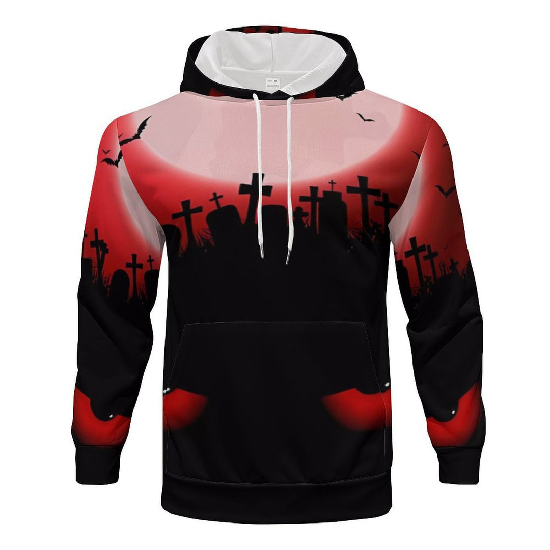 Herren Kapuzensweater mit kreativen Halloween-Motiv und lockerer Passform EB