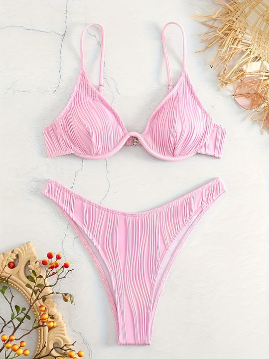 Damen Bikiniset mit elegantem Faltenmuster EB
