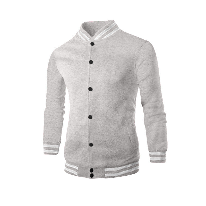 Herren nan College-Strickjacke im Retro-Look mit Rippkragen, Druckknopfverschluss und Eingrifftaschen EB