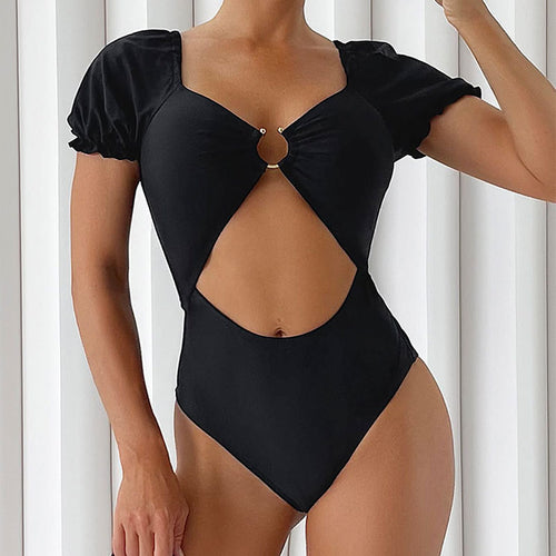 Damen Cut-Out Einteiler Badeanzug EB