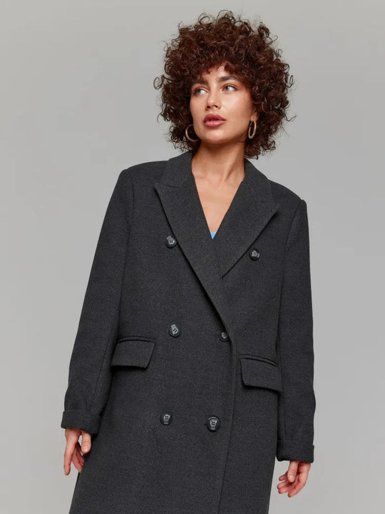 Damen Eleganter Doppelreiher-Mantel mit strukturierten Details EB