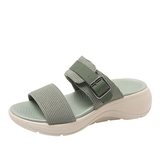 Damen bequeme Sandalen mit breitem Riemen und ergonomischer Sohle EB