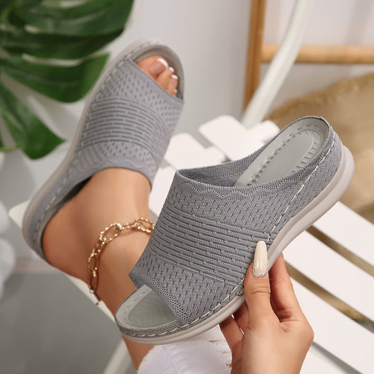 Damen Komfortable Riemenpantoletten mit elastischem Obermaterial und ergonomischer Fußbett EB