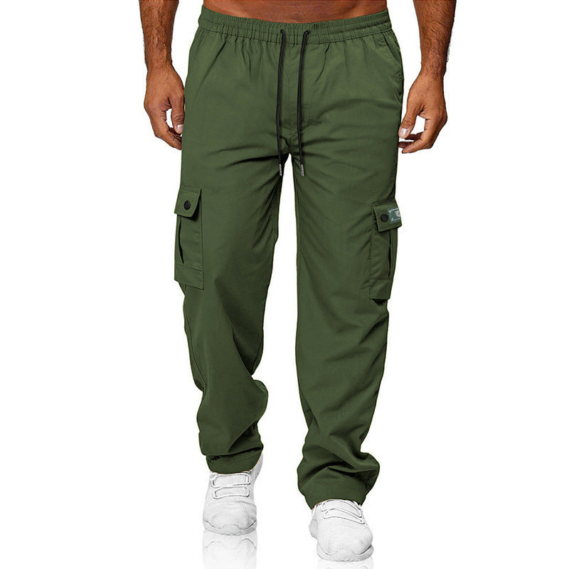 Herren Cargohose mit elastischem Bund, Kordelzug und Multifunktions-Taschen EB