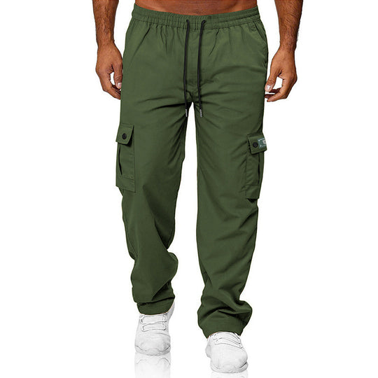 Herren Cargohose mit elastischem Bund, Kordelzug und Multifunktions-Taschen EB