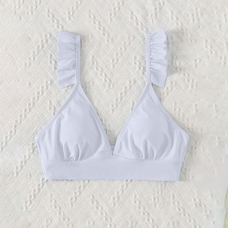 Damen Triangel-Bikinioberteil mit verspielten Rüschen EB
