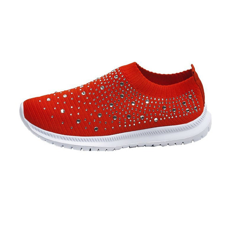 Damen sportive Slip-On Sneakers mit glitzernden Details EB