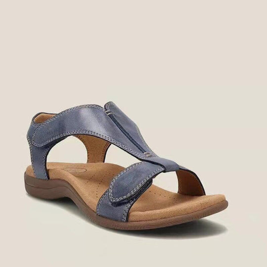 Damen Leder-Sandalen mit verstellbaren Klettriemen und ergonomischem Komfortfußbett EB