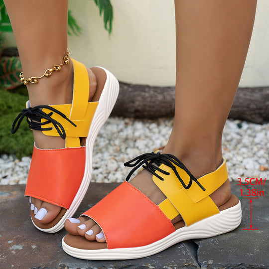 Damen modische Riemchensandalen mit atmungsaktivem Design und elastischem Riemen EB
