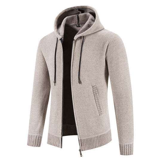Herren Strickjacke mit Kapuze und strukturiertem Design EB