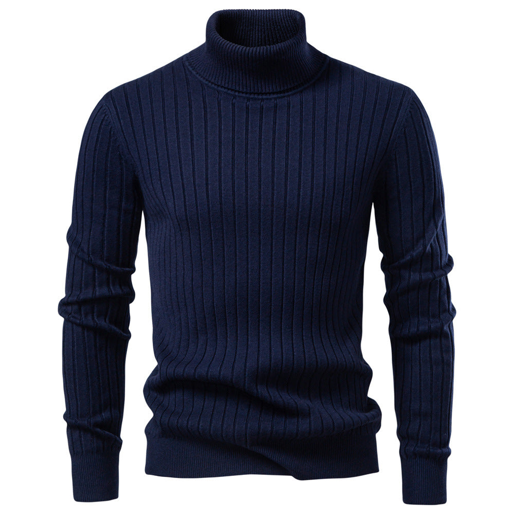 Herren Rollkragenpullover mit feinem Rippstrukturdesign EB