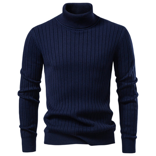 Herren Rollkragenpullover mit feinem Rippstrukturdesign EB