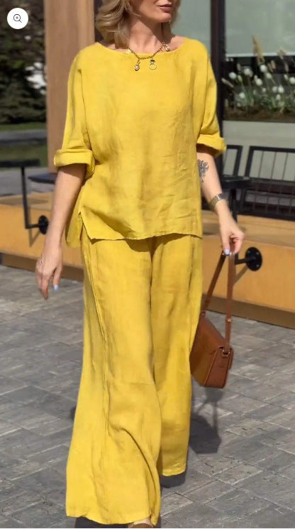 Damen Lässiges Zweiteiliges Outfit mit weitem Schnitt und lässigem Design EB