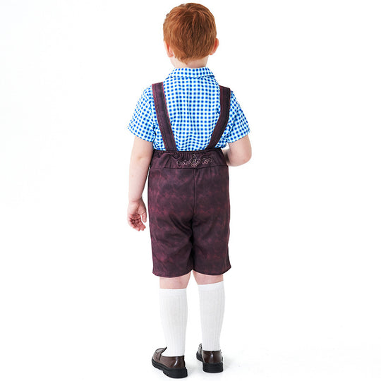 Herren nan kurze Trachtenlederhose mit verstellbaren Trägern und traditioneller Stickerei EB