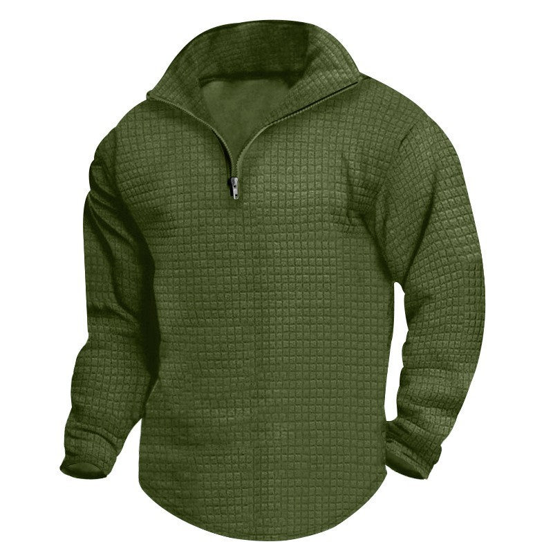 Herren nan thermoregulierender Waffel-Halbzip-Pullover mit Stehkragen und gerundetem Saum EB