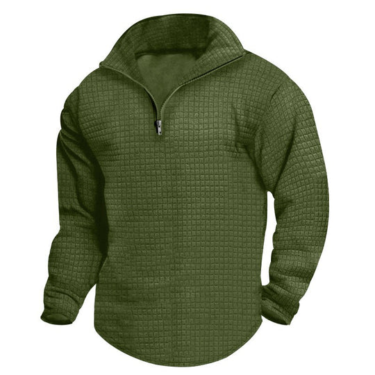 Herren nan thermoregulierender Waffel-Halbzip-Pullover mit Stehkragen und gerundetem Saum EB