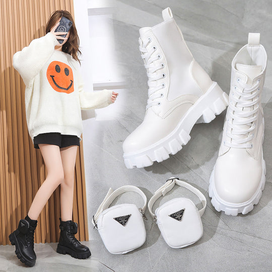 Damen Chunky Boots mit praktischem Seitentaschen-Design EB
