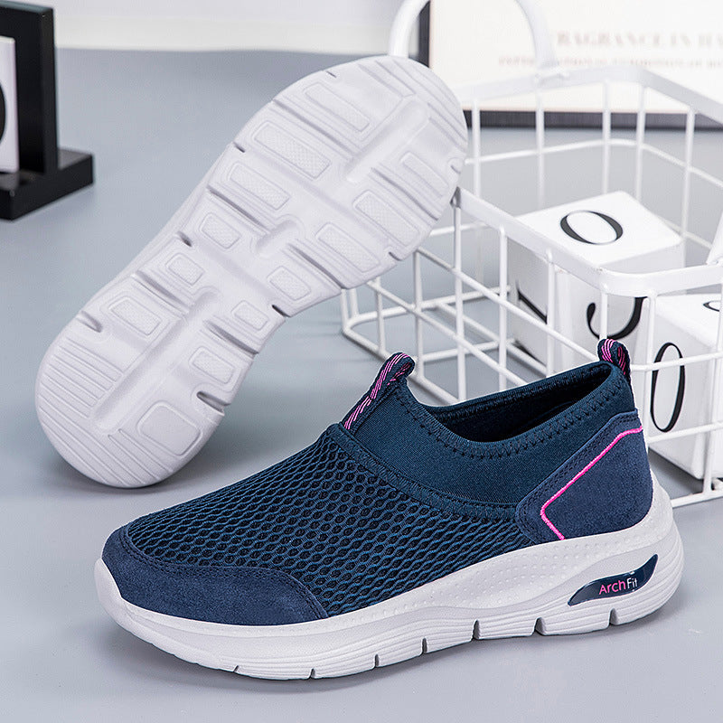 Damen Slip-On Laufschuhe mit atmungsaktiver Mesh-Oberfläche und dämpfender Sohle EB