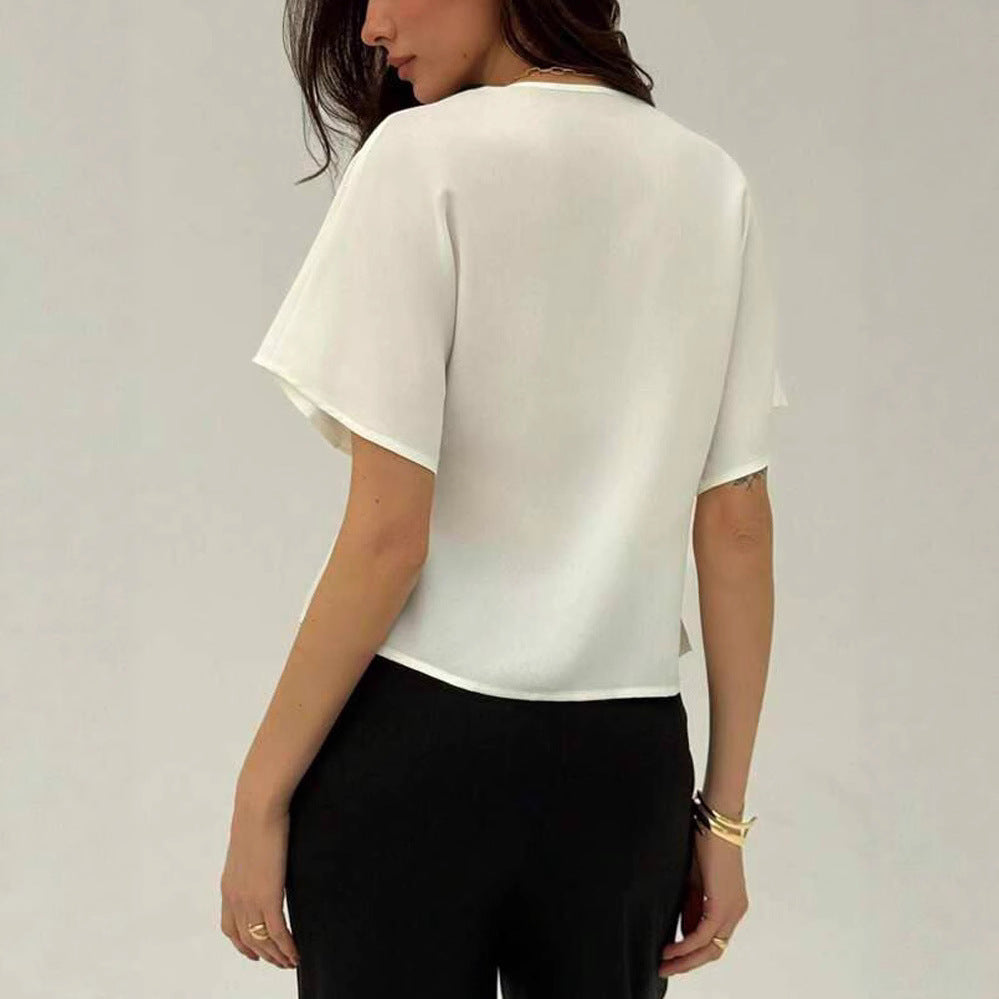 Damen Lockere Bluse mit umschlagbaren Ärmeln EB