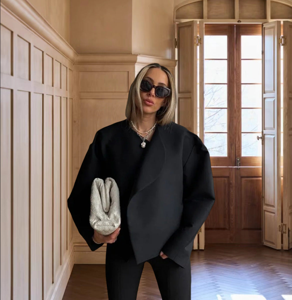 Damen Oversized Blazer mit asymmetrischem Design und eleganter Drapierung EB