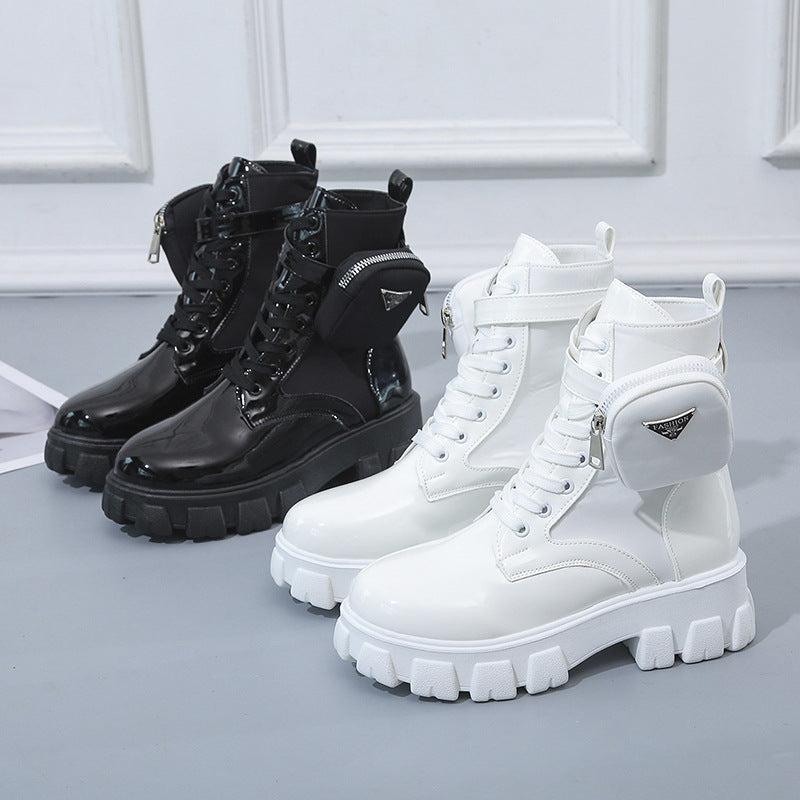 Damen Fashion Stiefel mit praktischer Taschen-Option und auffälliger Sohle EB