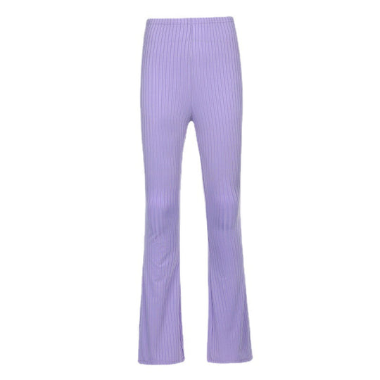 Damen figurbetonte Schlaghose mit extravaganten Rippdetails und hohem Bund EB
