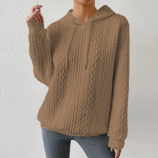Damen Kapuzenpullover mit Kordelzug und strukturiertem Muster EB