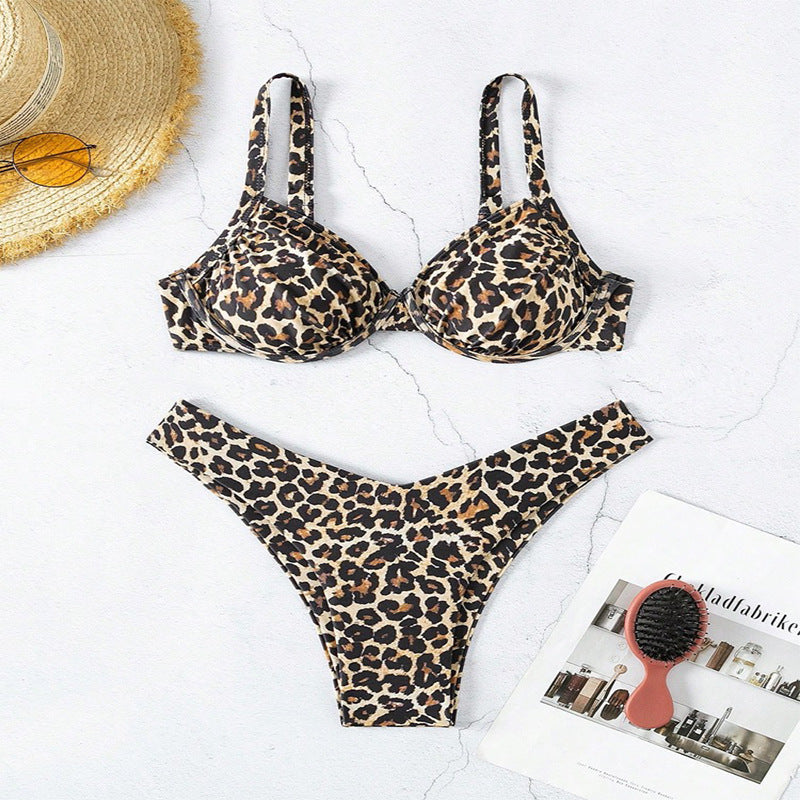 Damen Triangel-Bikini mit verführerischem Leopardenmuster EB