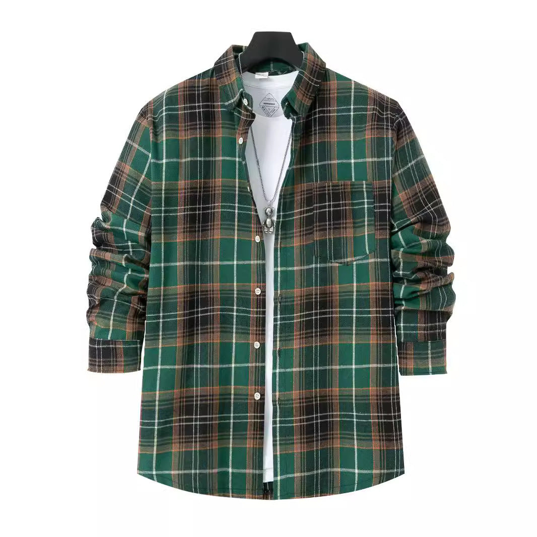 Herren Flanellhemd mit modernem Karo-Muster und Brusttasche EB