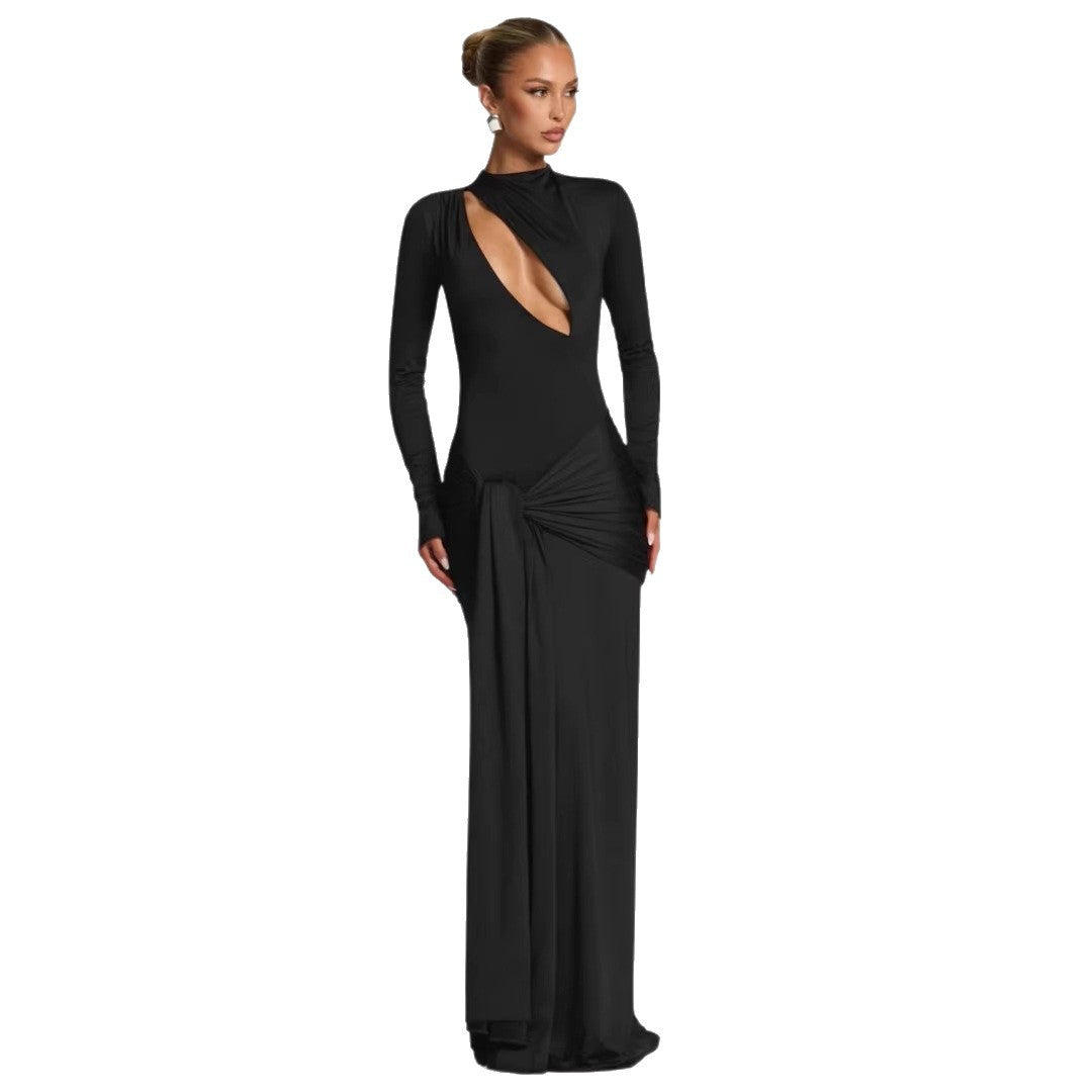 Damen Modisches Maxikleid mit asymmetrischem Ausschnitt EB