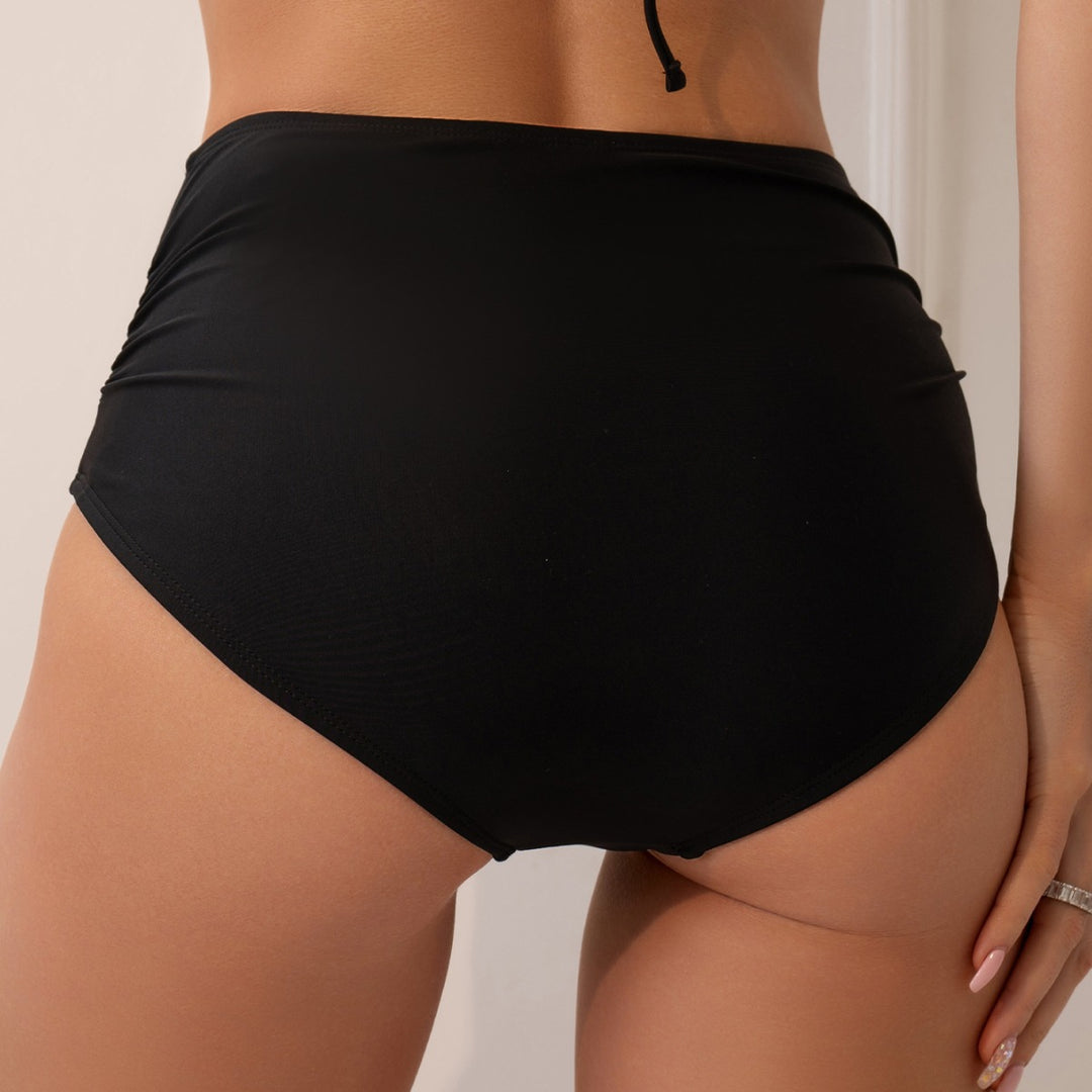 Damen Hoch geschnittener Bikini-Hosen mit Raffungen EB