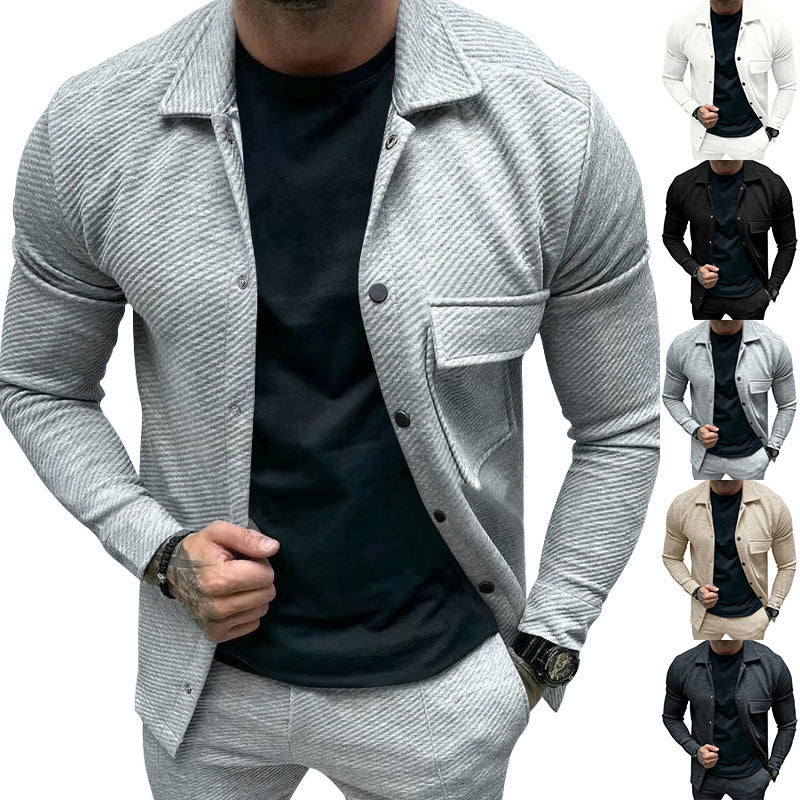 Herren modische Jacke mit strukturiertem Design und praktischen Taschen EB