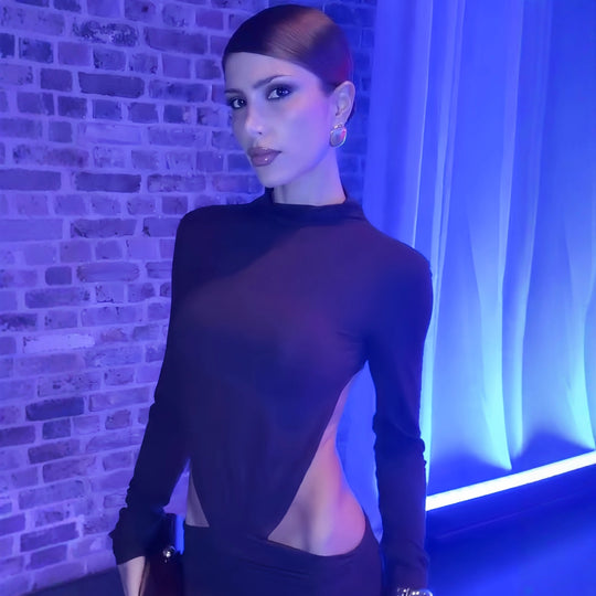 Damen Elegantes Wickelkleid mit langen Ärmeln und Raffungen EB