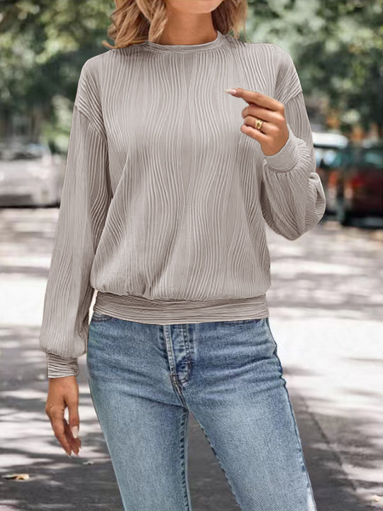 Damen Plissee Pullover mit lässigem Schnitt und geschmeidiger Textur EB