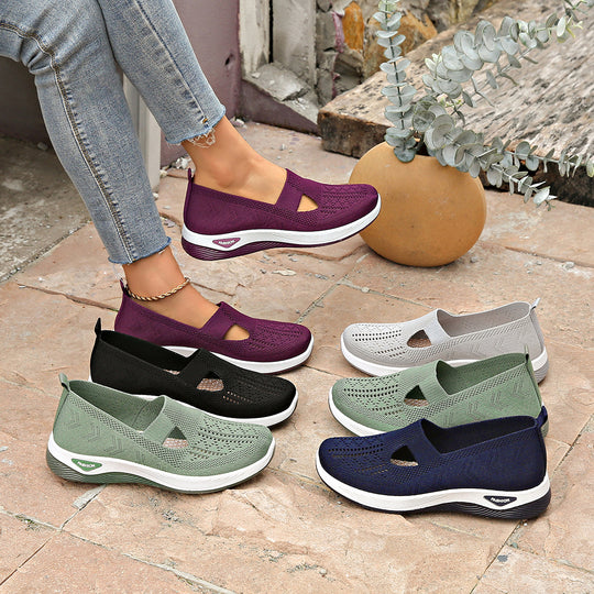 Damen Bequeme Slip-On Sneakers mit atmungsaktiver Netzstruktur EB