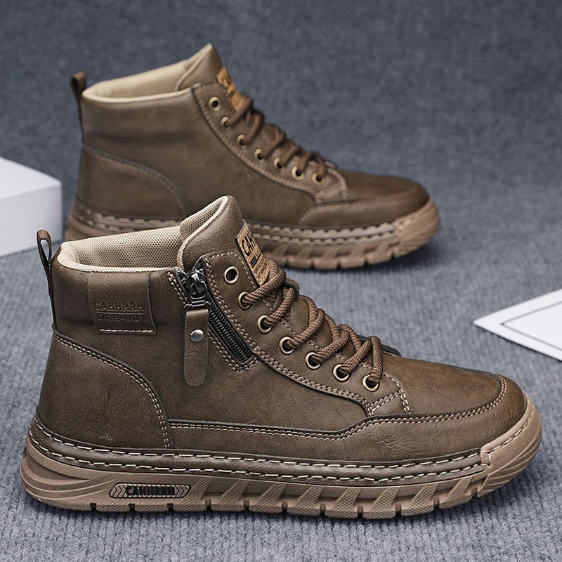 Damen Modische High-Top Sneakers mit robustem Obermaterial und seitlichem Reißverschluss EB