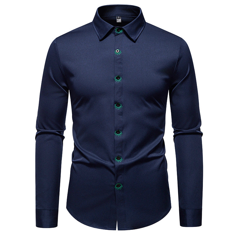 Herren Elegantes Langarmhemd mit kreativen Details EB