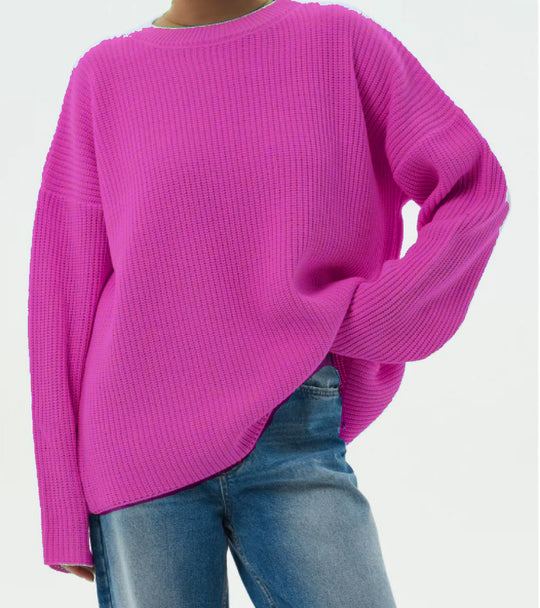 Damen Lässiger Grobstrickpullover mit weiten Ärmeln und modernem Schnitt EB