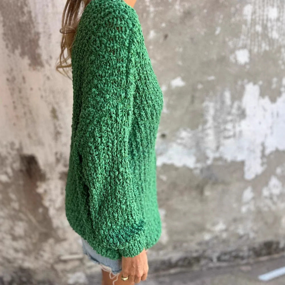 Damen Strickpullover mit V-Ausschnitt und lässigem Schnitt EB