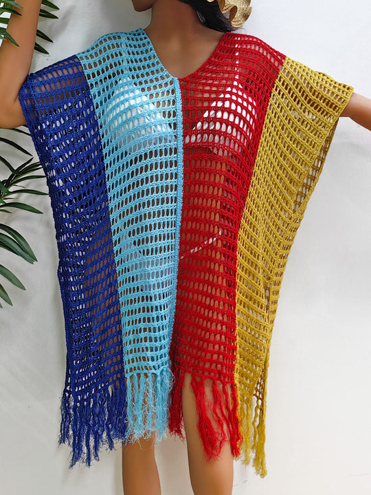 Damen luftig-transparenter Strandponcho EB