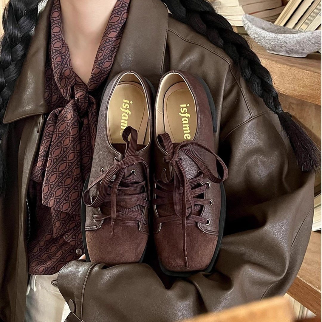 Damen sportliche Schnürschuhe aus Veloursleder mit rutschfester Sohle EB