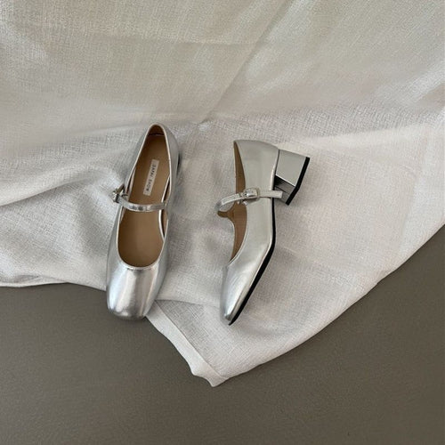 Damen Ballerinas mit glänzender Schnalle EB