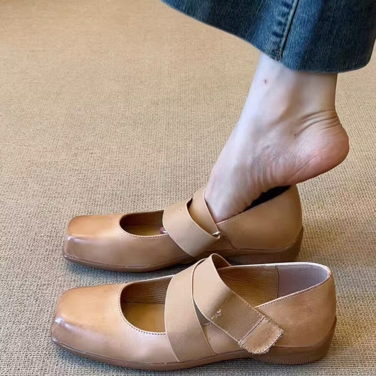 Damen Ballerinas mit elastischen Riemen und weichem Innenfutter EB