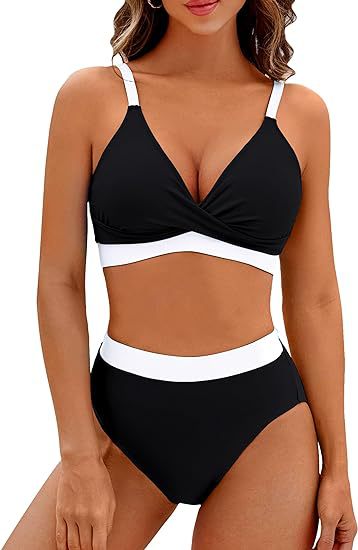 Damen Sportlicher hochtaillierter Bikini EB