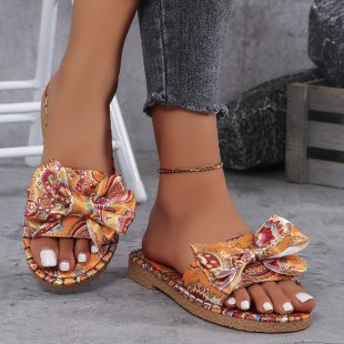 Damen komfortable und elegante Pantoletten mit floralem Muster EB