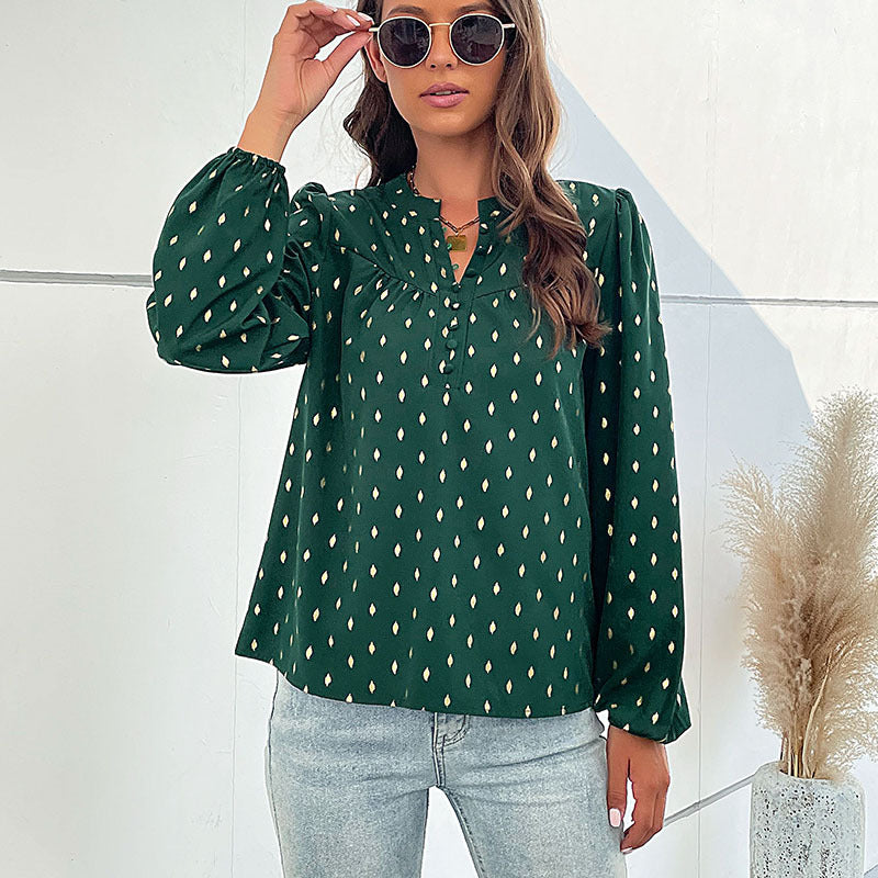 Damen elegante Bluse mit geschlagenen Ärmel EB