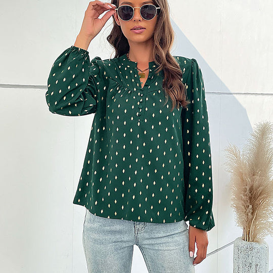 Damen elegante Bluse mit geschlagenen Ärmel EB