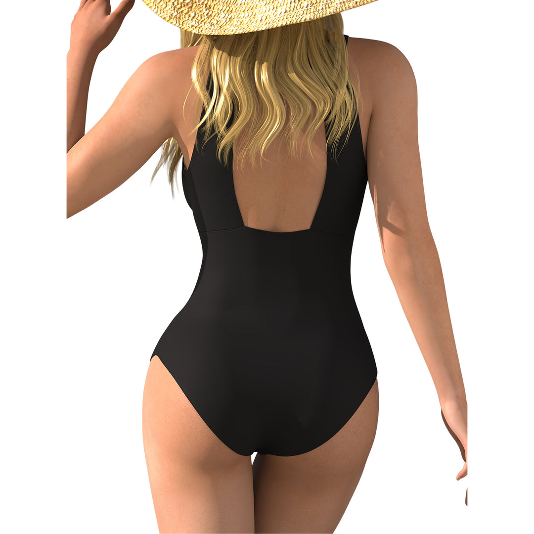 Damen einteiliger Badeanzug mit raffinierten Mesh-Einsätzen und figurformendem Design EB